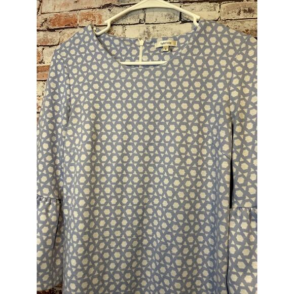 Tyler Boe Dress Blue Print 3/4 Sleeve Zip in Back  women's size Small - Picture 4 of 6